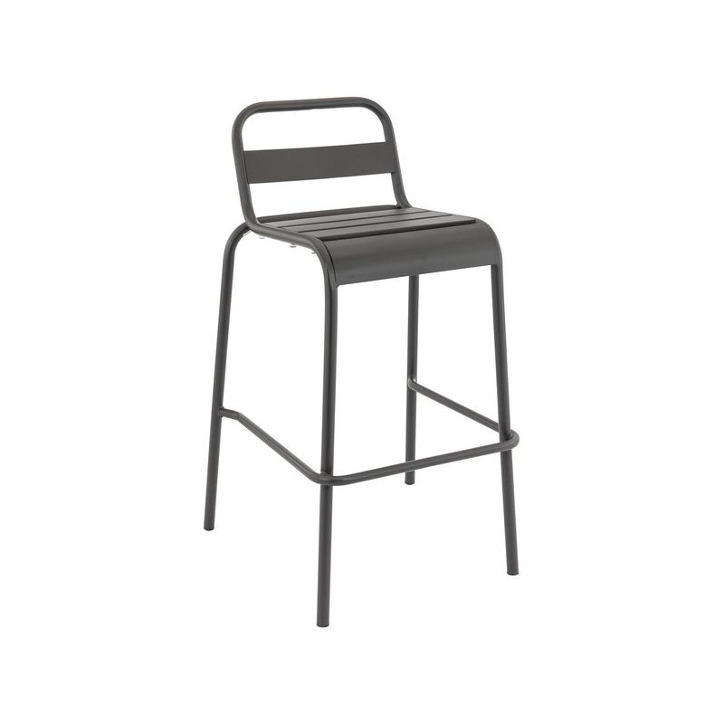 Tabouret de bar BASTILLE empilable d'extérieur - Acier anthracite