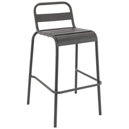 Tabouret de bar BASTILLE empilable d'extérieur - Acier anthracite