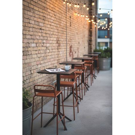 Tabouret de bar BASTILLE empilable d'extérieur - Acier terra