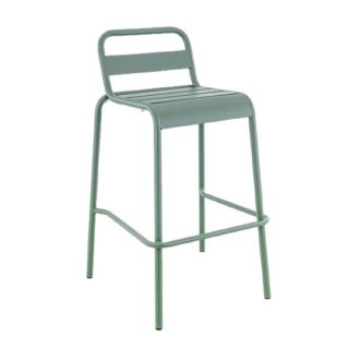 Tabouret de bar BASTILLE empilable d'extérieur - Acier sauge