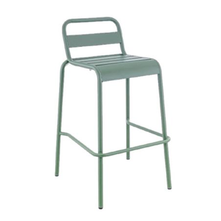 Tabouret de bar BASTILLE empilable d'extérieur - Acier sauge