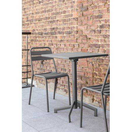 Table de terrasse PIGALLE pliable d'extérieur - Aluminium, acier terra