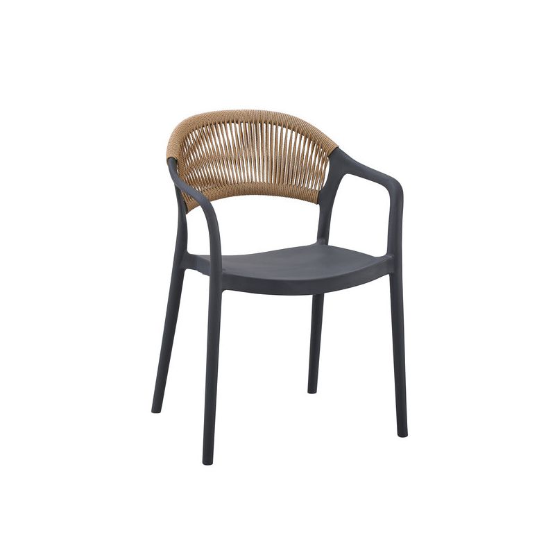 Fauteuil de restaurant ROTTERDAM empilable d'polypro - Polypropylène anthracite, polyéthylène anthracite & naturel