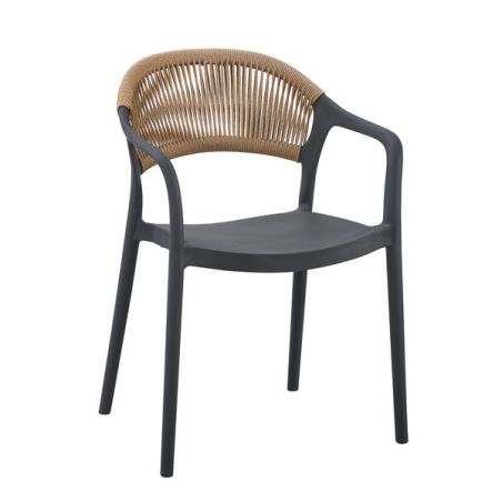 Fauteuil de restaurant ROTTERDAM empilable d'polypro - Polypropylène anthracite, polyéthylène anthracite & naturel