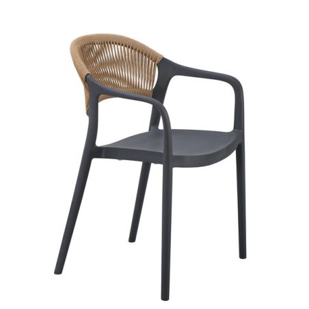 Fauteuil de restaurant ROTTERDAM empilable d'polypro - Polypropylène anthracite, polyéthylène anthracite & naturel