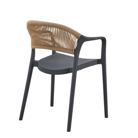 Fauteuil de restaurant ROTTERDAM empilable d'polypro - Polypropylène anthracite, polyéthylène anthracite & naturel