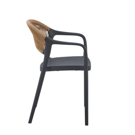 Fauteuil de restaurant ROTTERDAM empilable d'polypro - Polypropylène anthracite, polyéthylène anthracite & naturel
