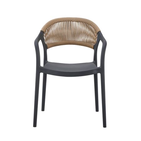 Fauteuil de restaurant ROTTERDAM empilable d'polypro - Polypropylène anthracite, polyéthylène anthracite & naturel