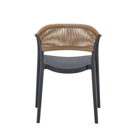 Fauteuil de restaurant ROTTERDAM empilable d'polypro - Polypropylène anthracite, polyéthylène anthracite & naturel