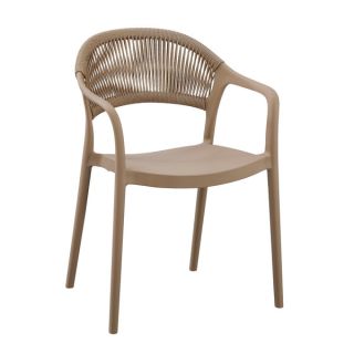 Fauteuil de restaurant ROTTERDAM empilable d'polypro - Polypropylène taupe, polyéthylène taupe & naturel