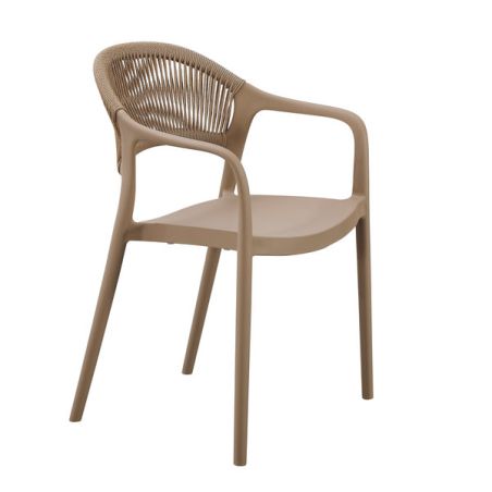 Fauteuil de restaurant ROTTERDAM empilable d'polypro - Polypropylène taupe, polyéthylène taupe & naturel
