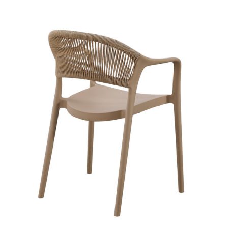 Fauteuil de restaurant ROTTERDAM empilable d'polypro - Polypropylène taupe, polyéthylène taupe & naturel