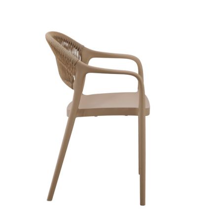 Fauteuil de restaurant ROTTERDAM empilable d'polypro - Polypropylène taupe, polyéthylène taupe & naturel