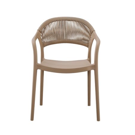 Fauteuil de restaurant ROTTERDAM empilable d'polypro - Polypropylène taupe, polyéthylène taupe & naturel