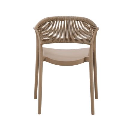 Fauteuil de restaurant ROTTERDAM empilable d'polypro - Polypropylène taupe, polyéthylène taupe & naturel