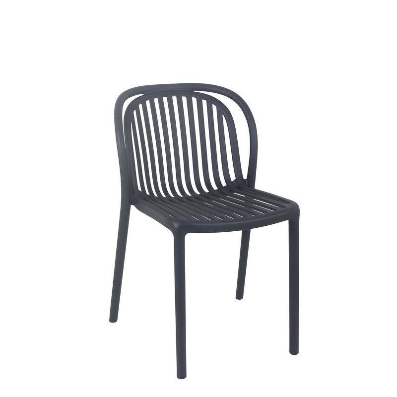 Chaise de terrasse DUBAI empilable d'extérieur - Polypropylène anthracite