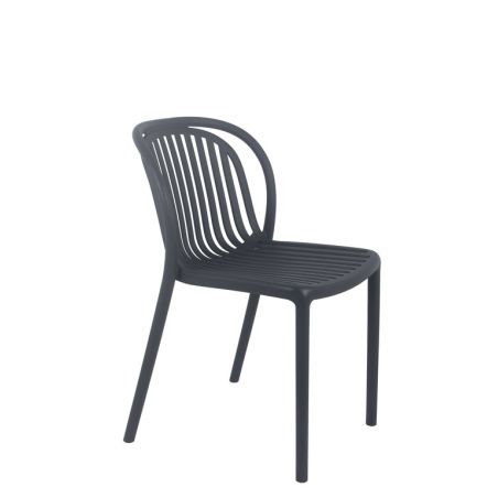 Chaise de terrasse DUBAI empilable d'extérieur - Polypropylène anthracite