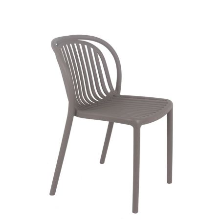 Chaise de terrasse DUBAI empilable d'extérieur - Polypropylène taupe