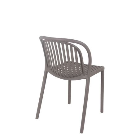 Chaise de terrasse DUBAI empilable d'extérieur - Polypropylène taupe