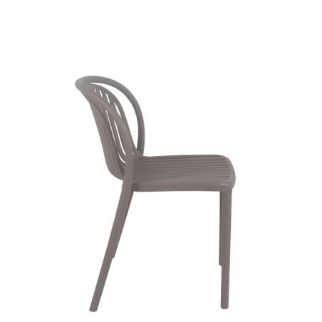 Chaise de terrasse DUBAI empilable d'extérieur - Polypropylène taupe