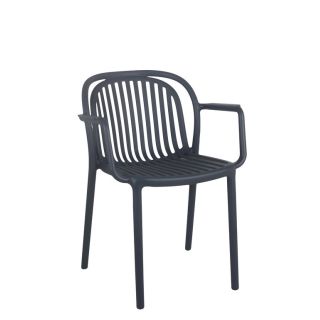 Fauteuil de terrasse JEDDAH empilable d'extérieur - Polypropylène anthracite