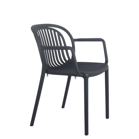 Fauteuil de terrasse JEDDAH empilable d'extérieur - Polypropylène anthracite