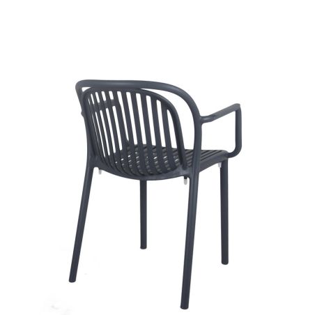 Fauteuil de terrasse JEDDAH empilable d'extérieur - Polypropylène anthracite