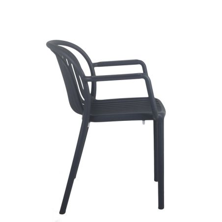 Fauteuil de terrasse JEDDAH empilable d'extérieur - Polypropylène anthracite
