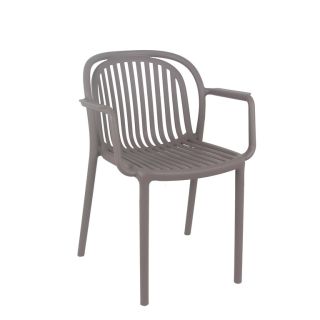 Fauteuil de terrasse JEDDAH empilable d'extérieur - Polypropylène taupe