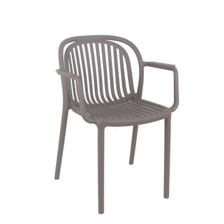 Fauteuil de terrasse JEDDAH empilable d'extérieur - Polypropylène taupe