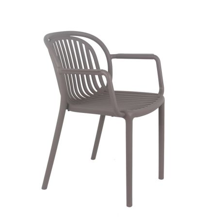Fauteuil de terrasse JEDDAH empilable d'extérieur - Polypropylène taupe