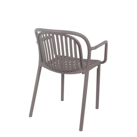 Fauteuil de terrasse JEDDAH empilable d'extérieur - Polypropylène taupe