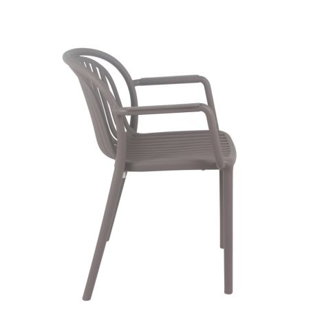 Fauteuil de terrasse JEDDAH empilable d'extérieur - Polypropylène taupe