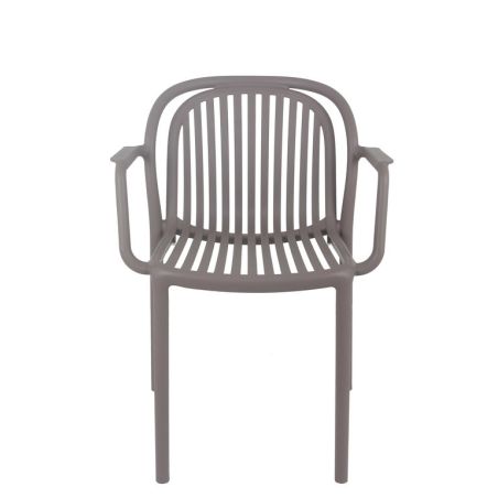 Fauteuil de terrasse JEDDAH empilable d'extérieur - Polypropylène taupe