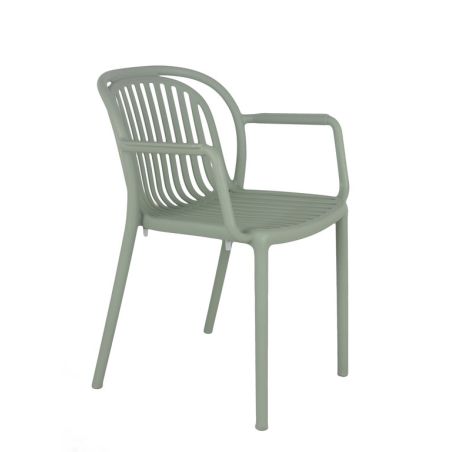 Fauteuil de terrasse JEDDAH empilable d'extérieur - Polypropylène sauge