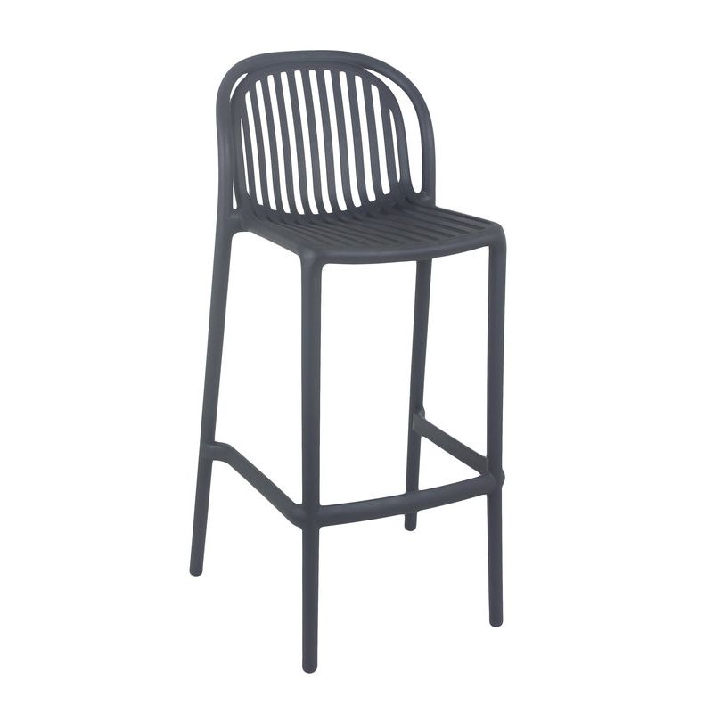 Tabouret de bar OMAN empilable d'extérieur - Polypropylène anthracite