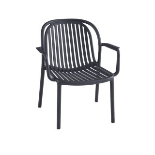 Fauteuil de terrasse DOHA empilable d'extérieur - Polypropylène anthracite