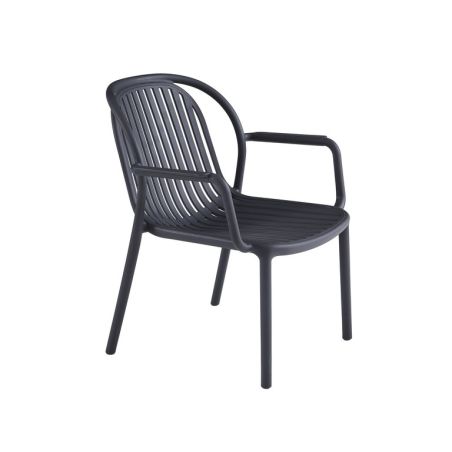Fauteuil de terrasse DOHA empilable d'extérieur - Polypropylène anthracite