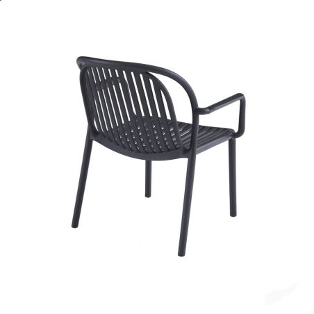 Fauteuil de terrasse DOHA empilable d'extérieur - Polypropylène anthracite