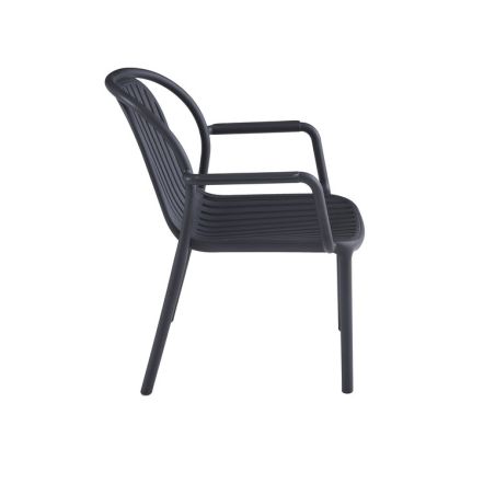 Fauteuil de terrasse DOHA empilable d'extérieur - Polypropylène anthracite