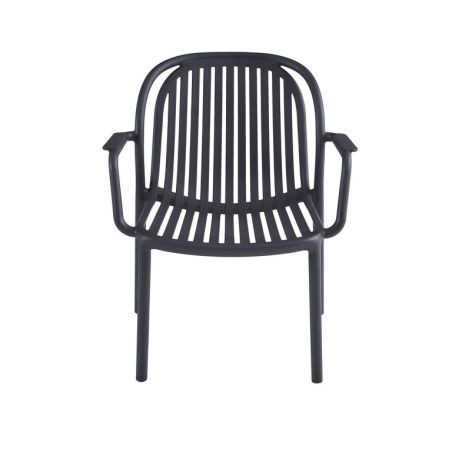 Fauteuil de terrasse DOHA empilable d'extérieur - Polypropylène anthracite