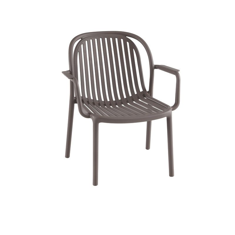 Fauteuil de terrasse DOHA empilable d'extérieur - Polypropylène taupe