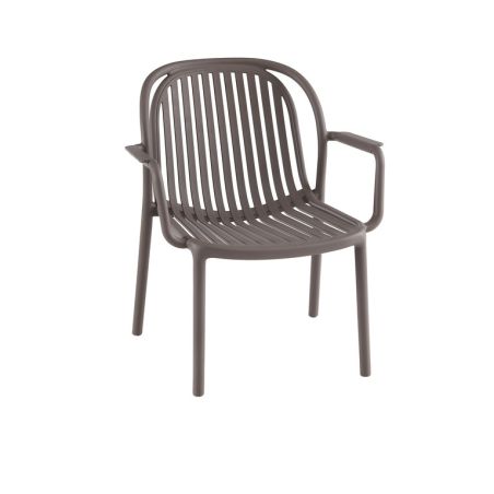 Fauteuil de terrasse DOHA empilable d'extérieur - Polypropylène taupe