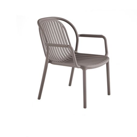 Fauteuil de terrasse DOHA empilable d'extérieur - Polypropylène taupe