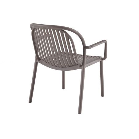 Fauteuil de terrasse DOHA empilable d'extérieur - Polypropylène taupe