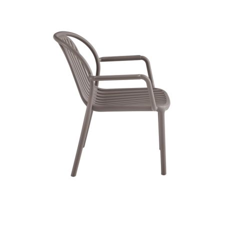 Fauteuil de terrasse DOHA empilable d'extérieur - Polypropylène taupe