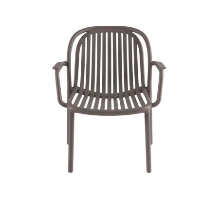 Fauteuil de terrasse DOHA empilable d'extérieur - Polypropylène taupe