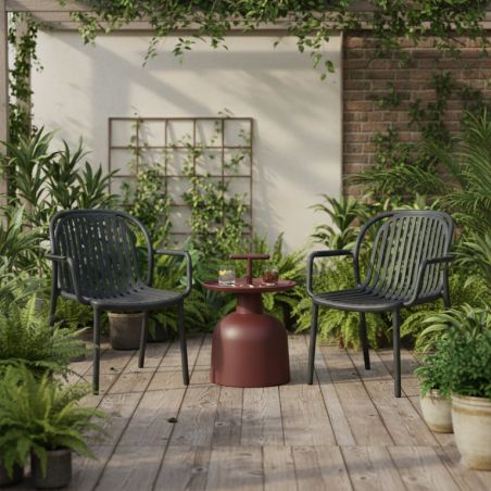 Table de terrasse SALERNE d'extérieur - Polypropylène, taupe