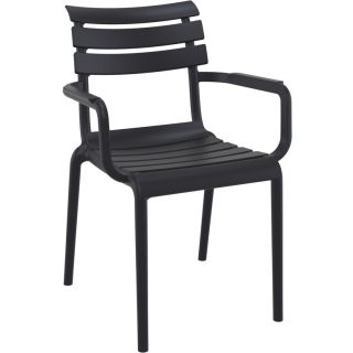 Fauteuil de terrasse ULYSSE empilable d'extérieur - Polypropylène et fibre de verre noir
