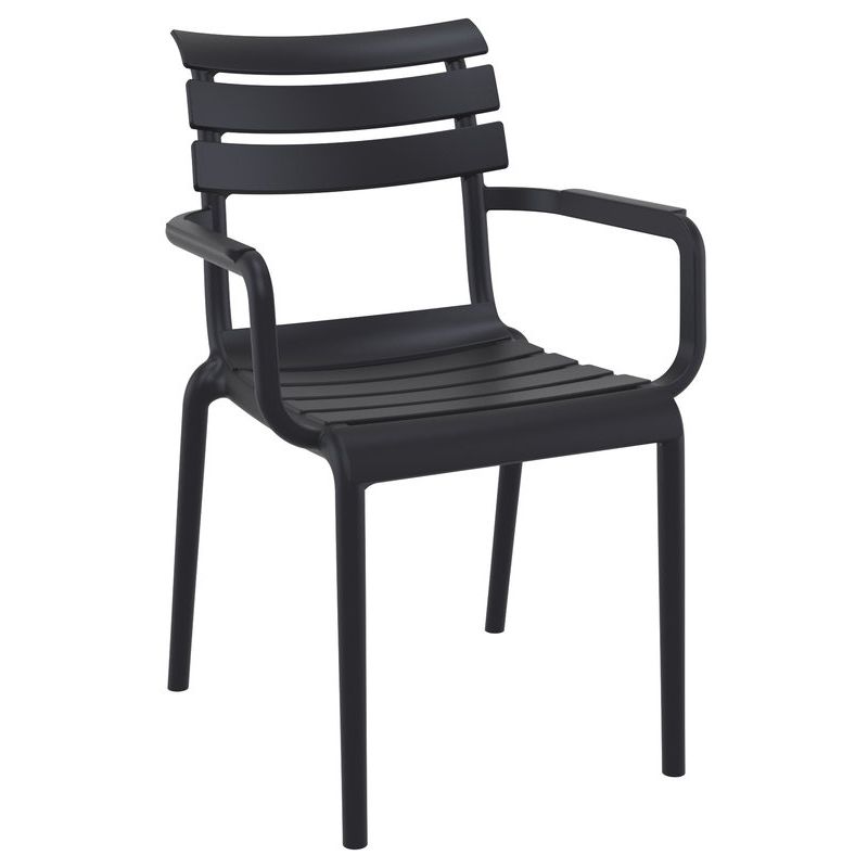 Fauteuil de terrasse ULYSSE empilable d'extérieur - Polypropylène et fibre de verre noir